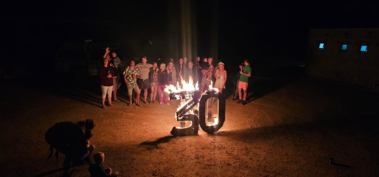 30th burn theme birthday party at Rooidakkies
